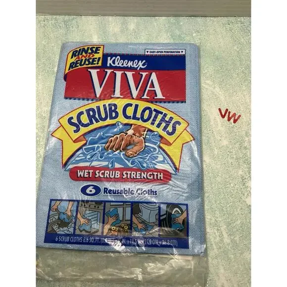 Kleenex VIVA Scrub Cloths Reusable 11" x‎ 14.5” Discontinued - New Unopened - Picture 3 of 4